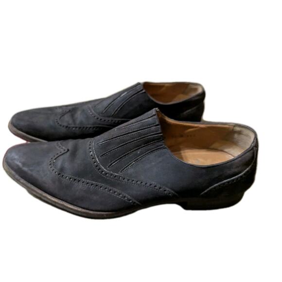 Gravati Mens 11 Black Suede Leather Slip On Loafers Brogue Italy main image 6